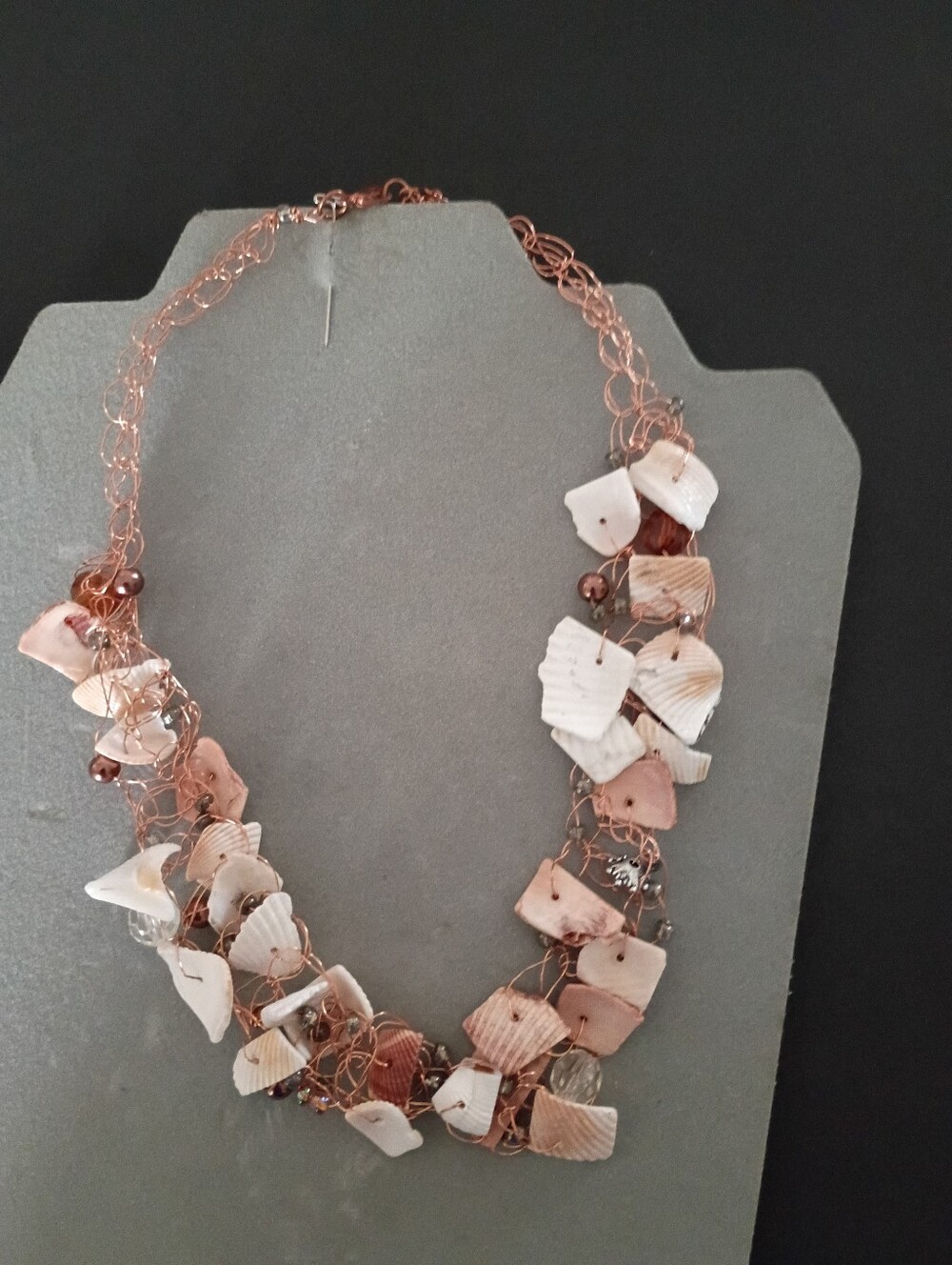 Copper Wire Bracelet with White Shell Accents